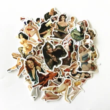 50Pcs Lot Retro Sexy Beauty Girls Lady Stickers For Mobile Phone Car Laptop Luggage Bicycle Skateboard