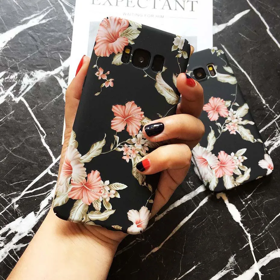 YAMIZOO For Samsung Galaxy s7 s8 Plus s9 Case Flower Hard Phone Cases Marble Back Cover For Samsung s8 s9 s7 Edge Case Note 8 (2)