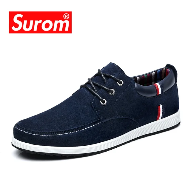 US $19.69 SUROM Men's Leather Casual Shoes Moccasins Men Loafers Luxury Brand Spring New Fashion Sneakers Mal