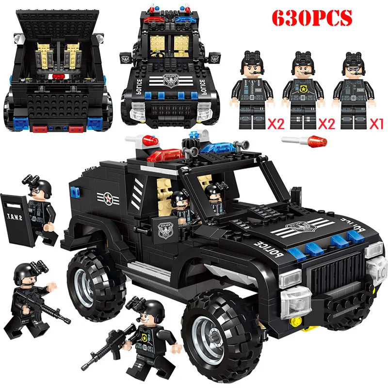 Special Police Riot Armored Vehicle Building Blocks Compatible Legoed City SWAT Weapon Gun Figures Bricks Toys For Children Gift