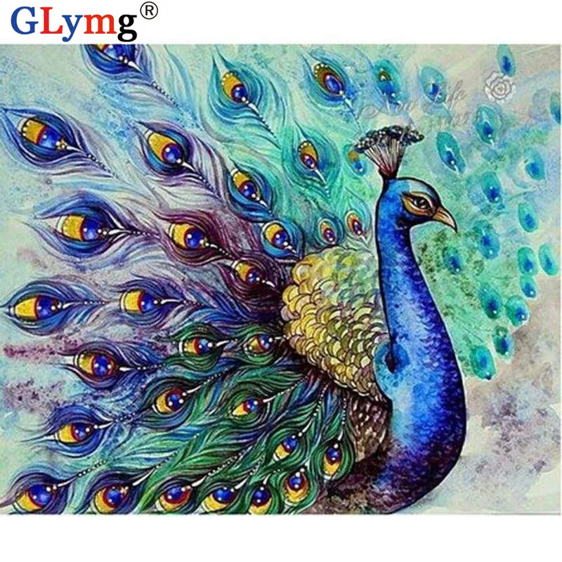 Needlework Diy Diamond Painting Cross Stitch Color Peacock Bird Animal Diamond Embroidery Mosaic Gift Rhinestones Full Drill