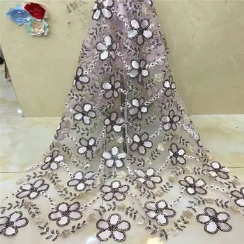 

High Quality African Lace Fabric Multicolor Sequins Tissu Indian Wedding Dress Fabric French Swiss Voile Mesh Tulle Lace Materia