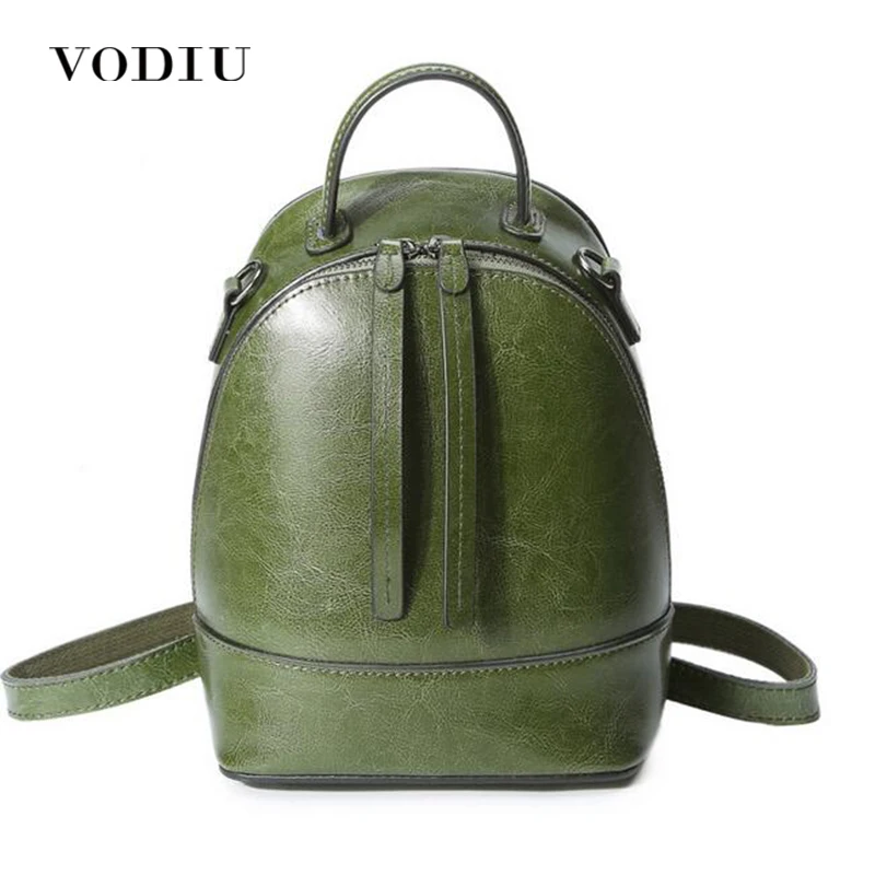 

Women Backpacks Genuine Leather Bagpack Feminine Backpack School Bags For Teenage Girls Zipper Oli Wax Cowhide High Quality 2018