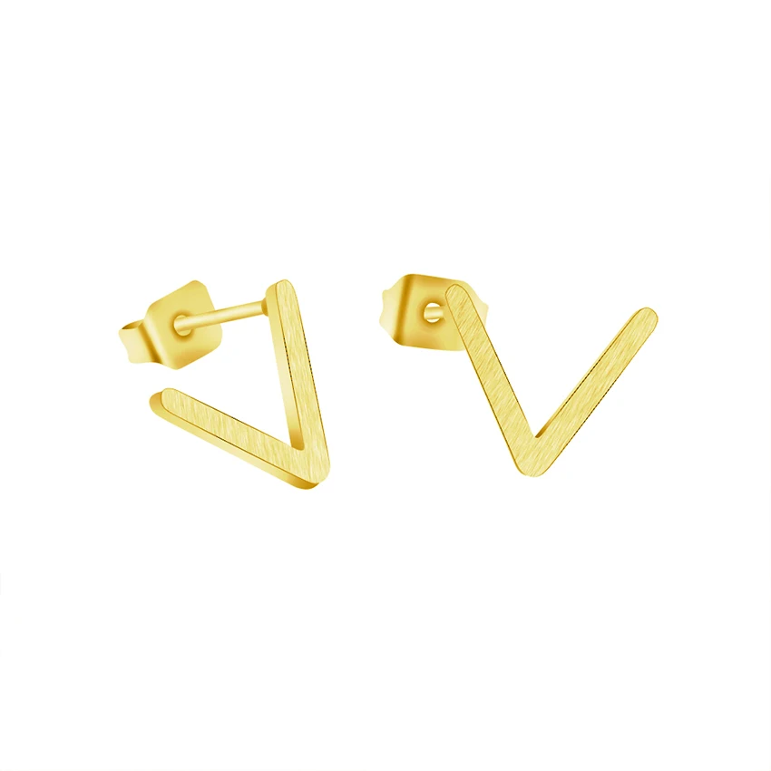 Минимализм буквы V золотые серьги гвоздики Bijoux Feminino Pendientes модные ювелирные