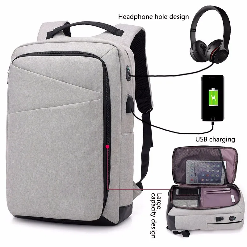 

New Large-capacity USB Computer Anti-theft Charging Backpack Male Mochila Escolar Unisex Waterproof Travel Student Bag for teens