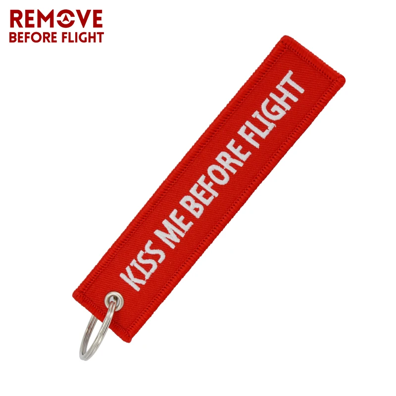 Kiss Me Before Flight Key Chain Label Red Embroidery Key Ring Special Luggage Tag Chain for Aviation Gifts Car Keychain Jewelry (8)