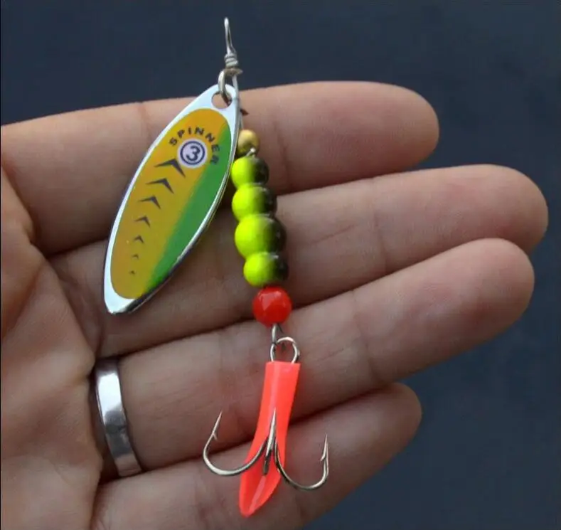 wholesale fishing lure 8g 20pcs/lot treble hook metal spinner lures