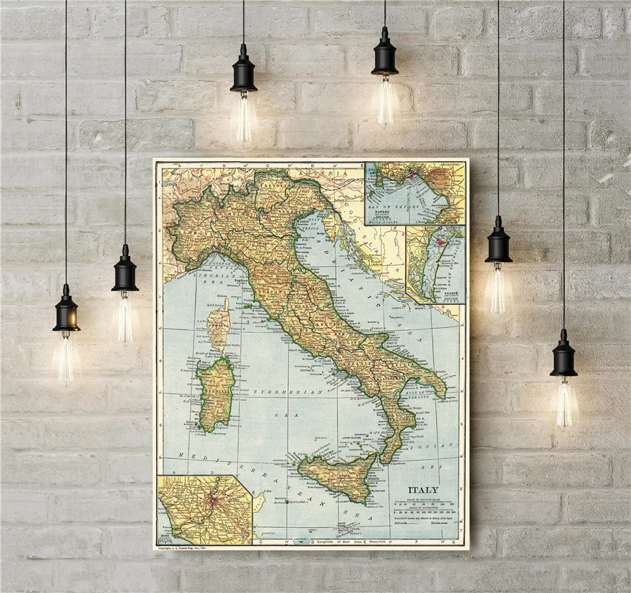 

Italy Map Canvas Print Vintage Poster National Geographic Painting Wall Art Sticker Home Decor Cafe Bar Pub Exquisite Design