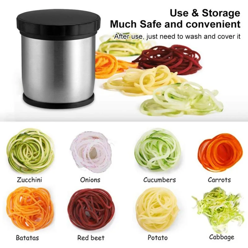 

Hand Held Spiralizer Vegetable Shred Device Fruit Slicer Cutter Peeler Spiral Cutter Quick and Easy Slicer Kitchen Tool