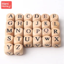 Mamihome 10pc madeira inglês carta contas bebê dentição mastigar brinquedo diy fazer enfermagem pulseira colar presentes crianças bens brinquedos