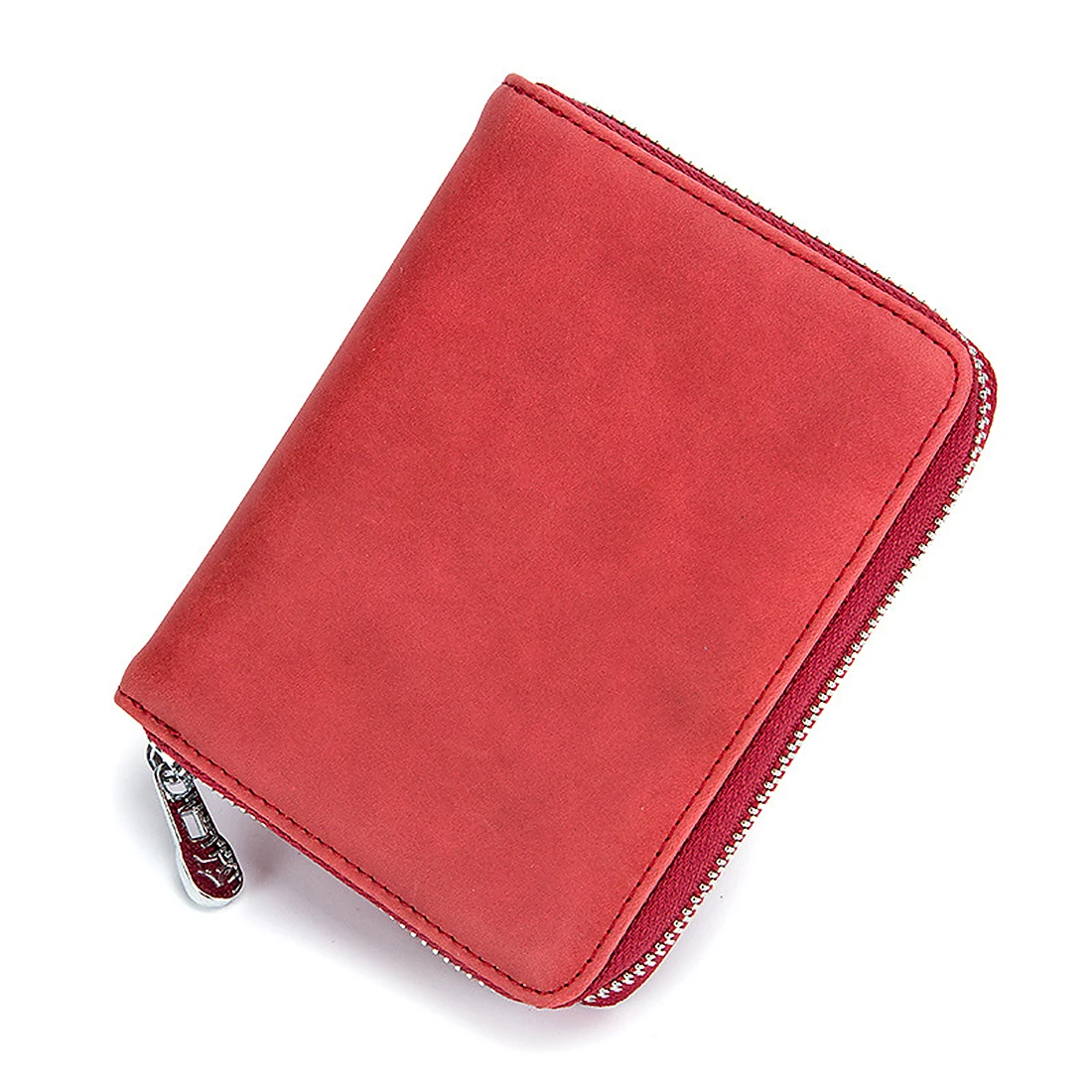 RFID аккордеон держатель для карт кошелек для мужчин и женщин из натуральной кожи чехол для паспорта на молнии многофункциональный кошелек для монет Кошельки для путешествий - Цвет: Красный