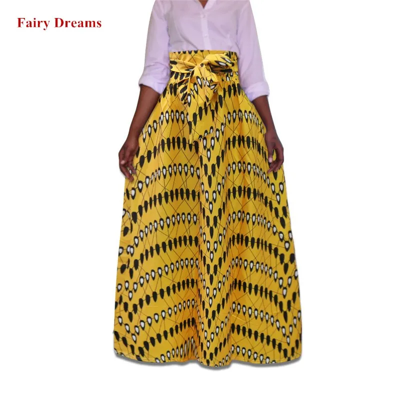 

Plus Size Africa Skirts Clothes 5XL Ankara Indian African Colorful Women Summer Autumn Fashion Bandage Long Skirt 2019 New Style