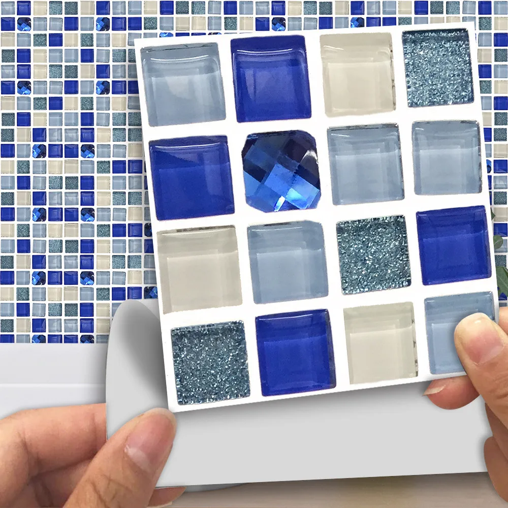 

18 Pcs/pack 10x10cm Nordic Mosaic Self -Adhesive Tiles Wall Wallpaper Anti Oil Waterproof Tile Stickers Bedroom Home Decoration