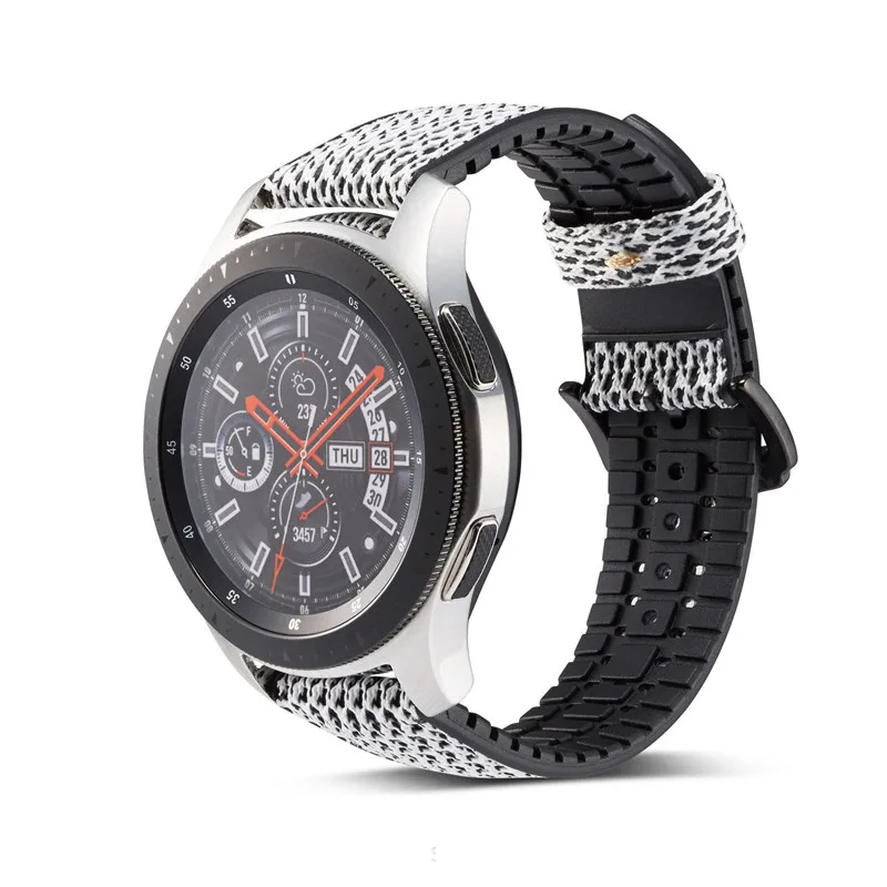 Ремешки для наручных часов для samsung Galaxy Watch 46 мм, силиконовый ремешок с кожаным ремешком 22 мм для samsung gear S3 Frontier/Classic - Цвет ремешка: white
