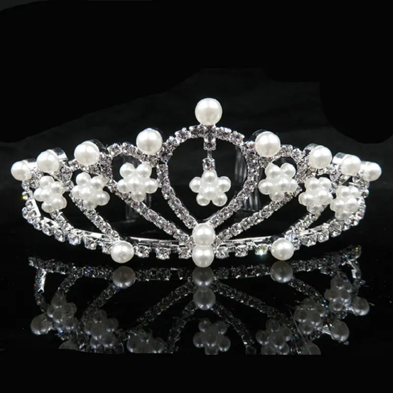 Big Princess Tiara Red Crown Crystal Rhinestone Wedding Accessories Pearl Headband Bridal Hair Headdress Girl Hair Jewelry - Окраска металла: 1