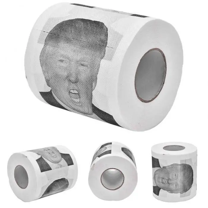 Economical 1/2/5Pcs Donald Trump Humour Toilet Paper Roll Funny Gag Gift for Bathroom ds99