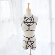 Готический пентаграмма набор ремней для тела Панк Танец на шесте Жгут Бюстгальтер рейв пентаграмма ноги Подвязки Пояс Связывание Сексуальное белье клетка для тела