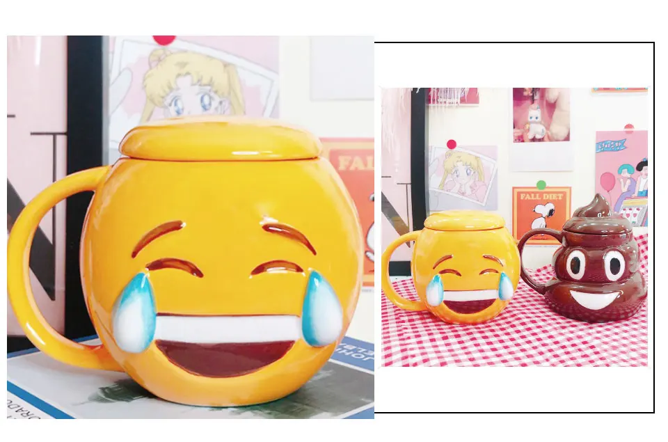 Creative Ceramic Mug With Lid Coffee Mug Travel Tea Cups And Mugs Ceramic Porcelain Expression CuteMorningTeaMilk Mug For Kid (4)