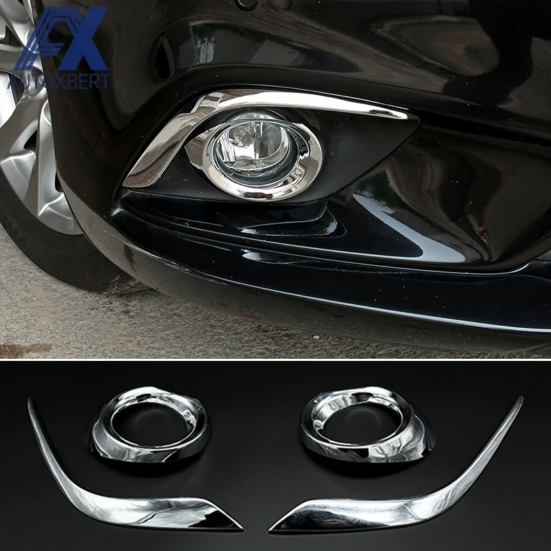 Chrome Front Fog Light Lamp Cover Trim Eyelid Garnish For Mazda 6 M6 2014 2015