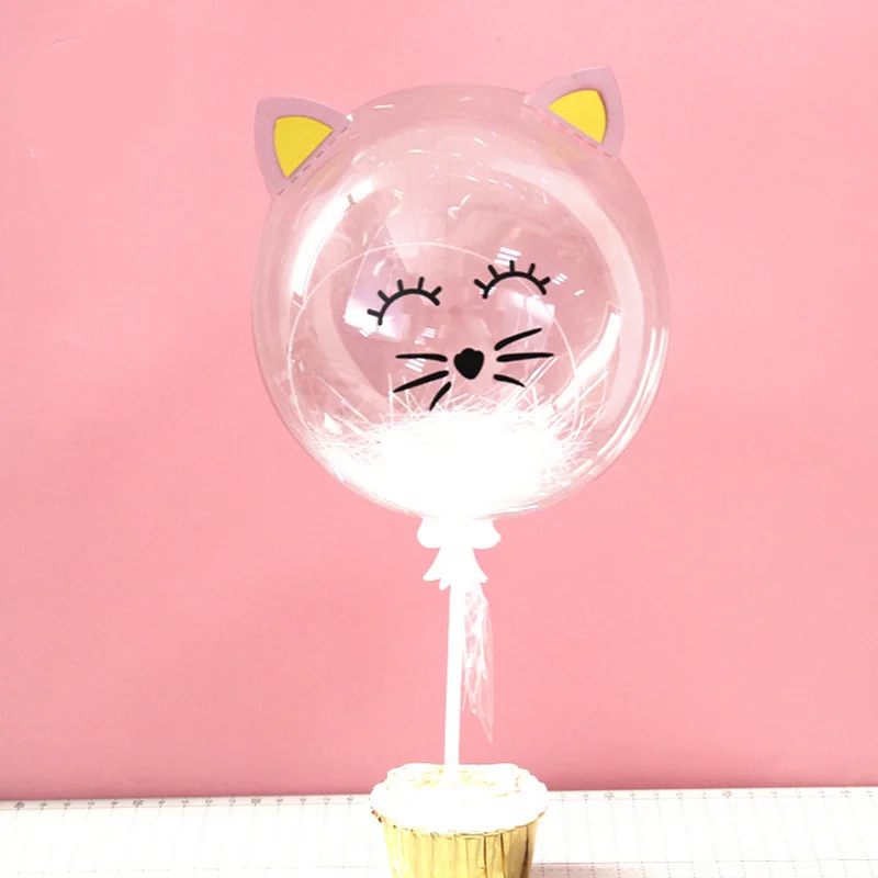 Торт Топпер Единорог прозрачный шар украшение день рождения торт Карта мультфильм животных плагин кошка - Цвет: 1