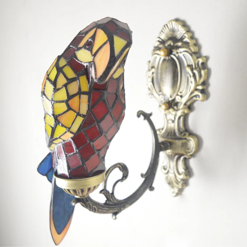Macaw bird tiffany wall lamp stained glass wall mounted accent lamp for foyer novelty light fixture unique home decor lighting Macaw bird tiffany wall lamp stained glass wall mounted accent lamp for foyer novelty light fixture unique home decor lighting