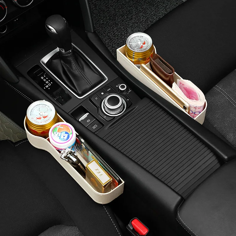 

2pcs/set Auto Seat Crevice Storage Box Phone Drink Key Wallet Stowing Tidying Case Organizer Container Interior Accessories