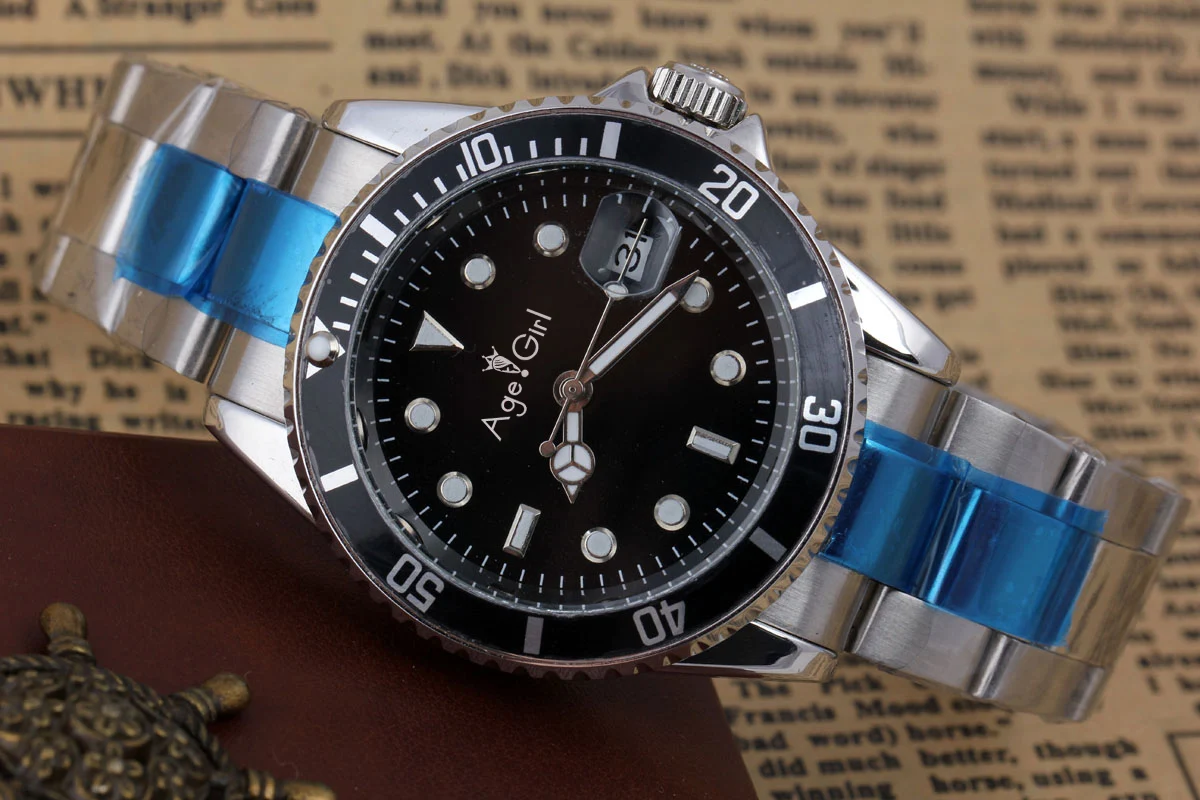 

Men's Luxury Brand Automatic Self Wind Mechanical Stainless Steel Gold Silver 2 Tones Blue Green Bezel Dial 40mm Date Watch