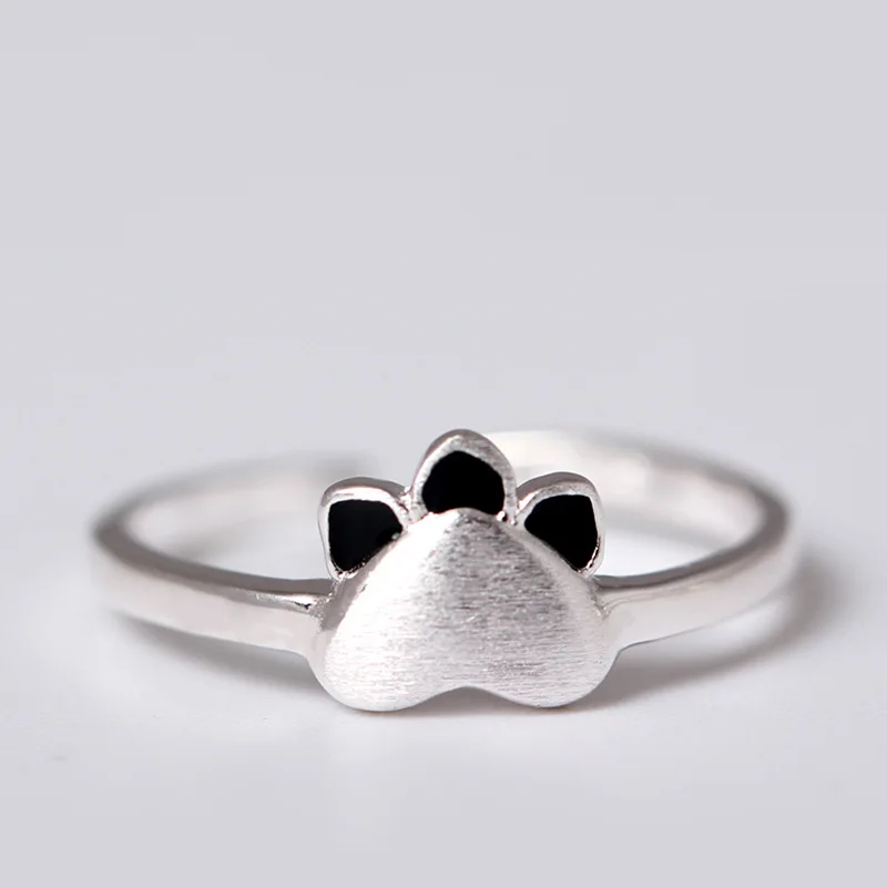 cat paw open ring 100% Sterling 925 silver Jewelry Vintage Adjustable rings for women gift free size