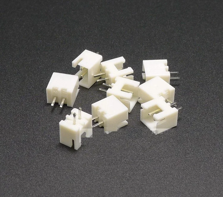 1000pcs White 2 pin XH2.54 male straight pin socket connector terminals