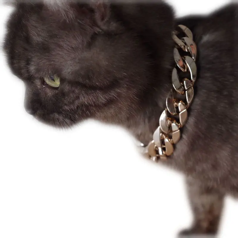 

Pet accessories necklace gold pug tuhao thick chain dog jewelry gold-plated