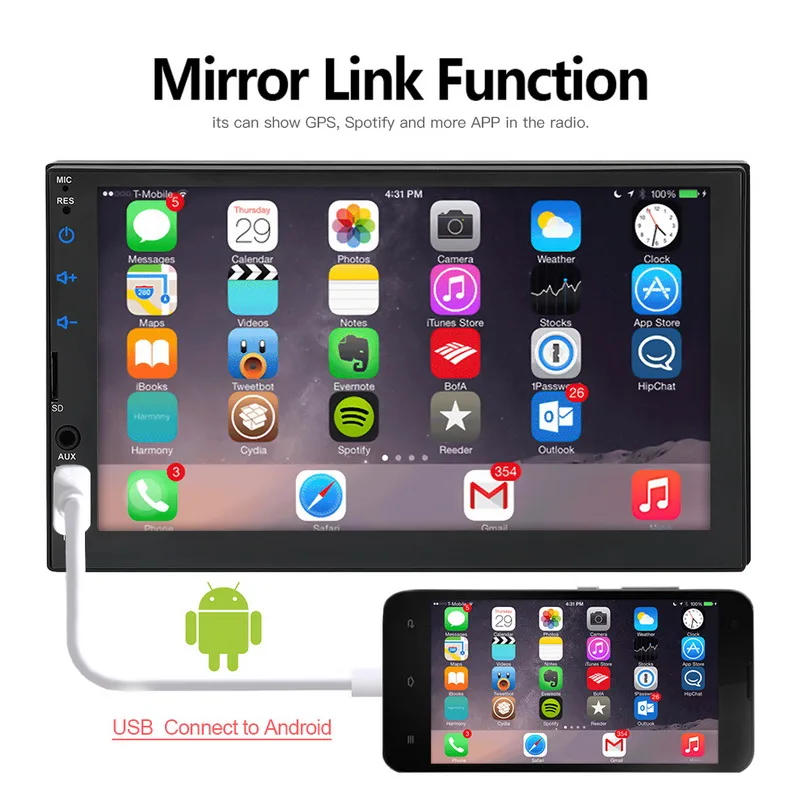 Android 7 радио с сенсорным экраном для apple carplay Mirror Link MP5 плеер автомобильное радио IOS мультимедийный автомобиль стерео Blutooth Авторадио