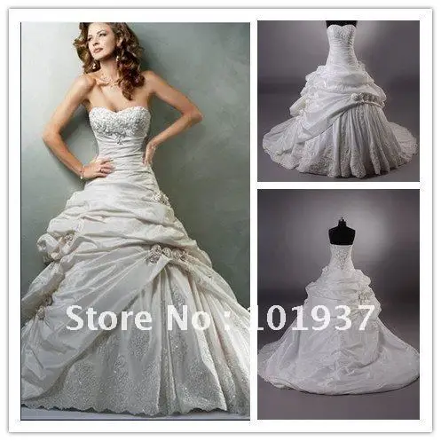 Promotion - Free Shipping Sweetheart Appliqued Beading A-line Real Sample Wedding Dress mg000 | Свадьбы и торжества