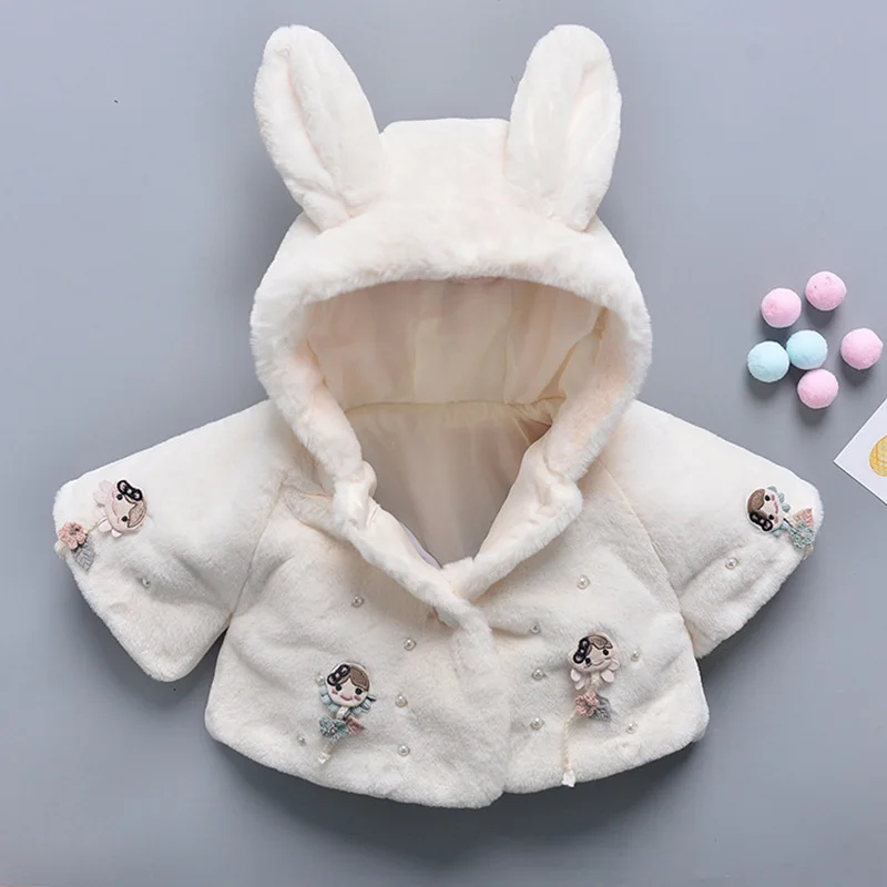 Melario/верхняя одежда и пальто; коллекция года; детская одежда; куртка; одежда для детей; Одежда для маленьких девочек; модная куртка с капюшоном и рисунком кролика - Цвет: White AX909