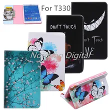 Умный чехол С Откидывающейся Крышкой и подставкой из искусственной кожи с изображением цветов и жирафа для samsung GALAXY Tab 4 8,0 SM-T330/T331/T335