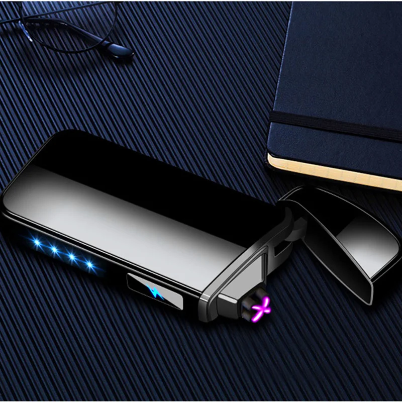

Dual Arc Electronic Cigarette Lighter USB Metal Electric Pulse Turbo Lighters Windproof Plasma Torch Lighter for Cigar Men Gifts