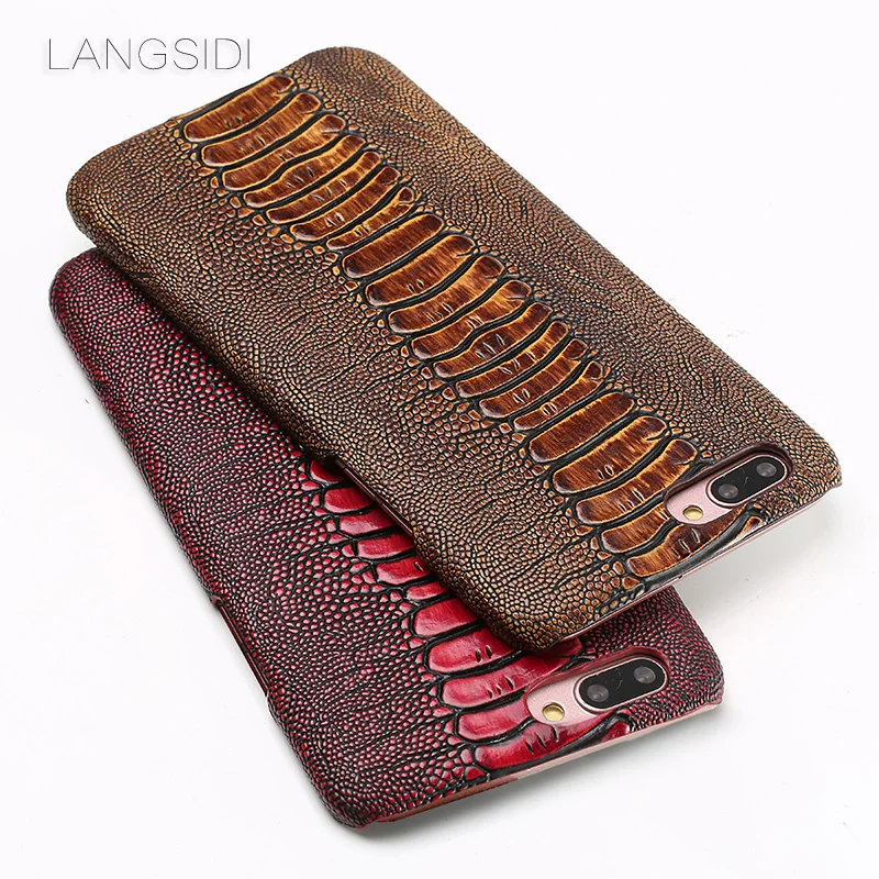 

wangcangli brand phone case ostrich foot grain half-wrapped phone case For OPPO R11 Plus phone case handmade custom processing