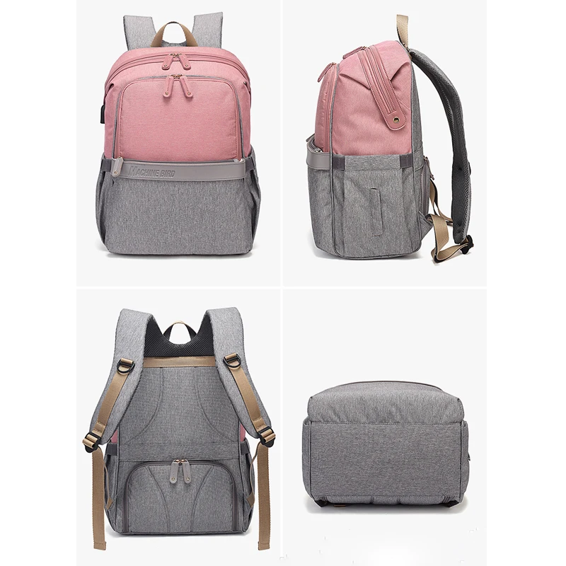 Nueva mochila impermeable para pañales de cochecito con USB para mamá pañales de maternidad para mu