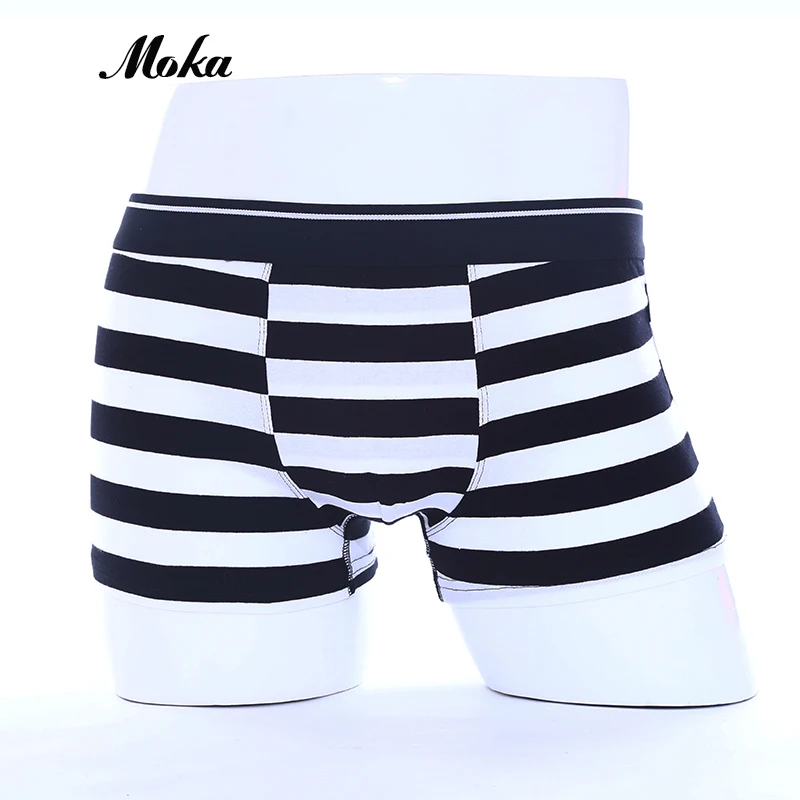 Бренд нижнего белья Для мужчин Cueca боксер полоса тело костюм хлопок Sheer шорты