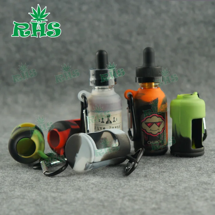 

19colors in stock 30ml free shipping custom silicone case/sleeve/cover for e liquid/juice bottle from Rhs factory