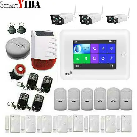 

SmartYIBA WIFI GSM Wireless Home Business Burglar Security Alarm System APP Control Siren RFID Motion Detector PIR Smoke Sensor