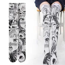Anime Thigh High Sock Caricature Cartoon Figure Printing Stocking Cosplay Costumes Accessories TuiWa Fancy Socks Velvet caricature