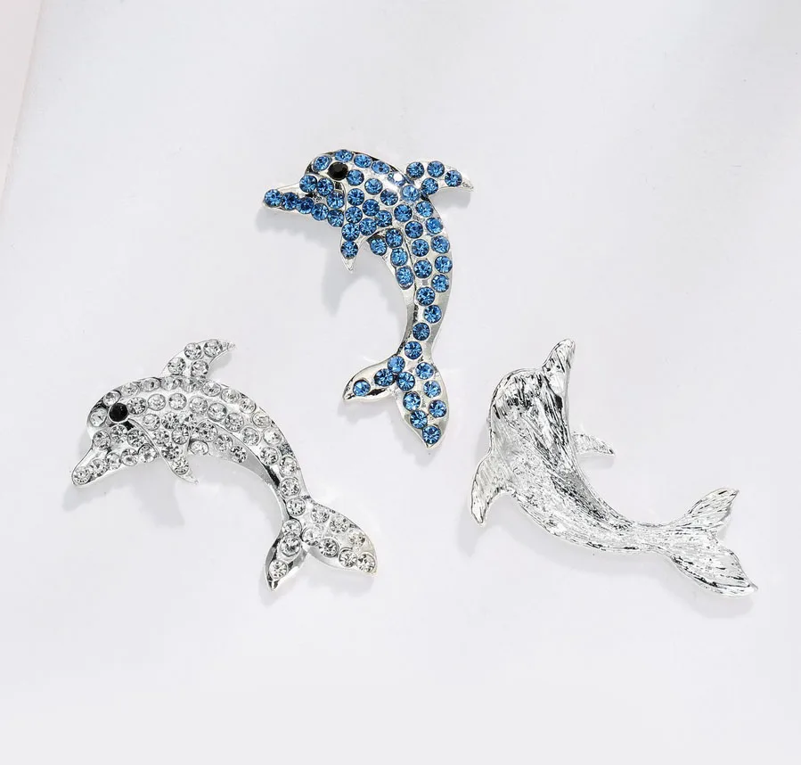 

38mm sea animal dolphin rhinestone button 10PCS for craft DIY (BTN-5483)