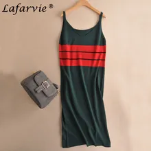 Lafarvie 2017 Fashion Cashmere Blended Summer Dress V-Neck Spaghetti Strap Straight Sleeveless Casual Soft Female Knitted Dress