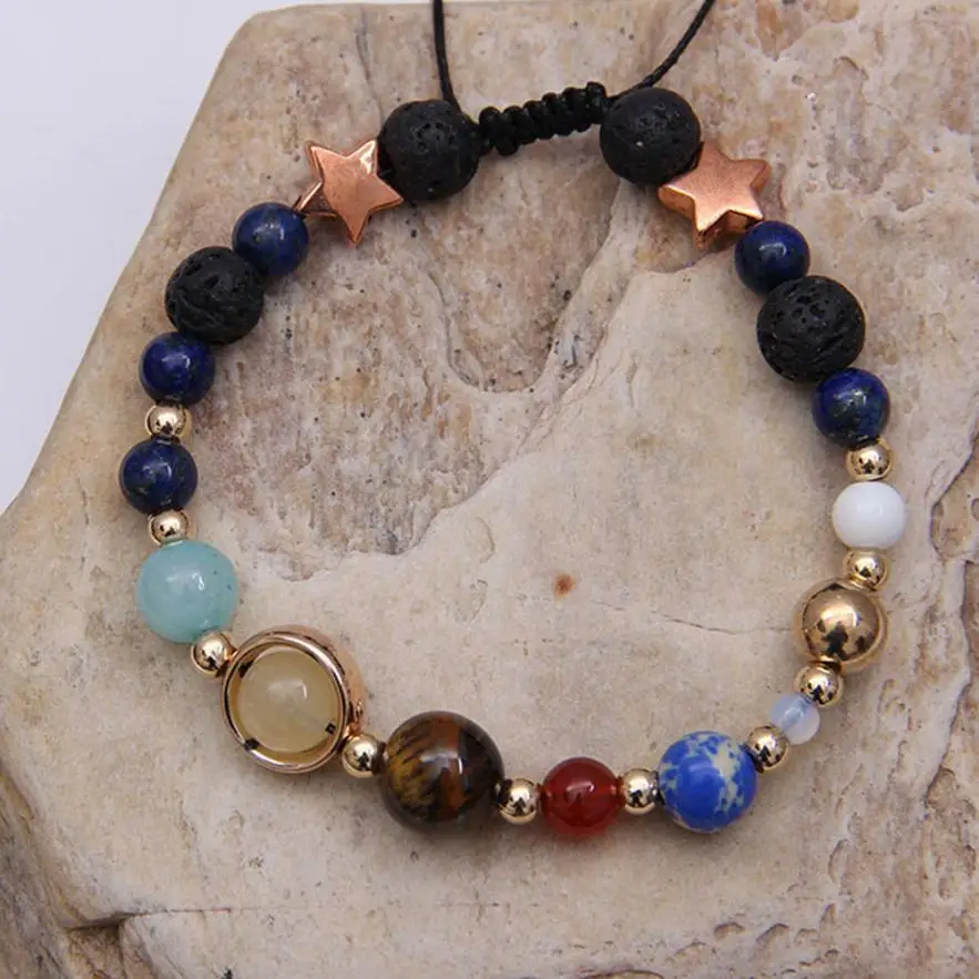 Солнечная система восемь планетарных браслетов натуральный камень бисера подарочные браслеты и ювелирные изделия нежные красивые аксессуары женские браслеты