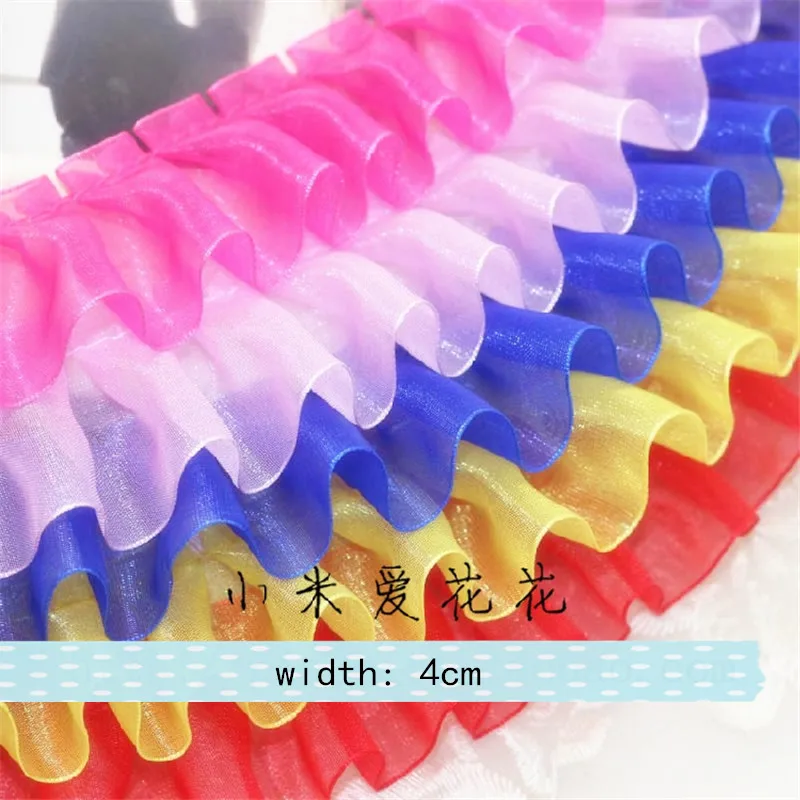 

3Meters 15Colors DIY Chiffon Pleated Lace Trim Curtains Bedspreads Pillowcases Clothes Lace Edge Gift Decoration Dolls Skirt 4cm