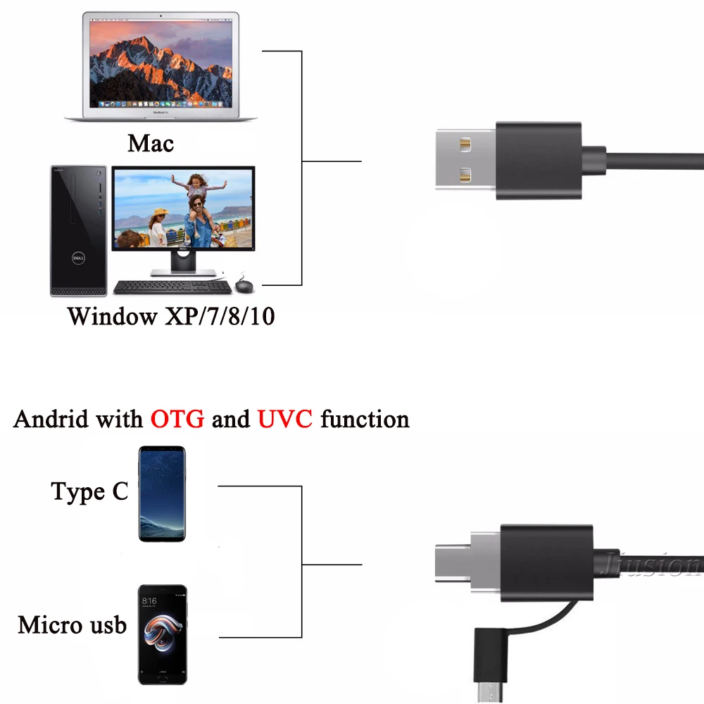 Мини Гибкая камера usb type-C видео эндоскоп визуальный ушной кожный камкордер DV DVR Micro Cam для Android OTG телефона и ПК