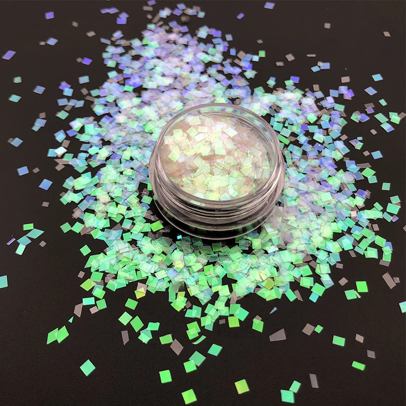 

New 1 g/Box Rainbow Iridescent Color Square Shaped Chunky Glitters Sequins Shiny Flake For Nails Art Face Body Party Decorations