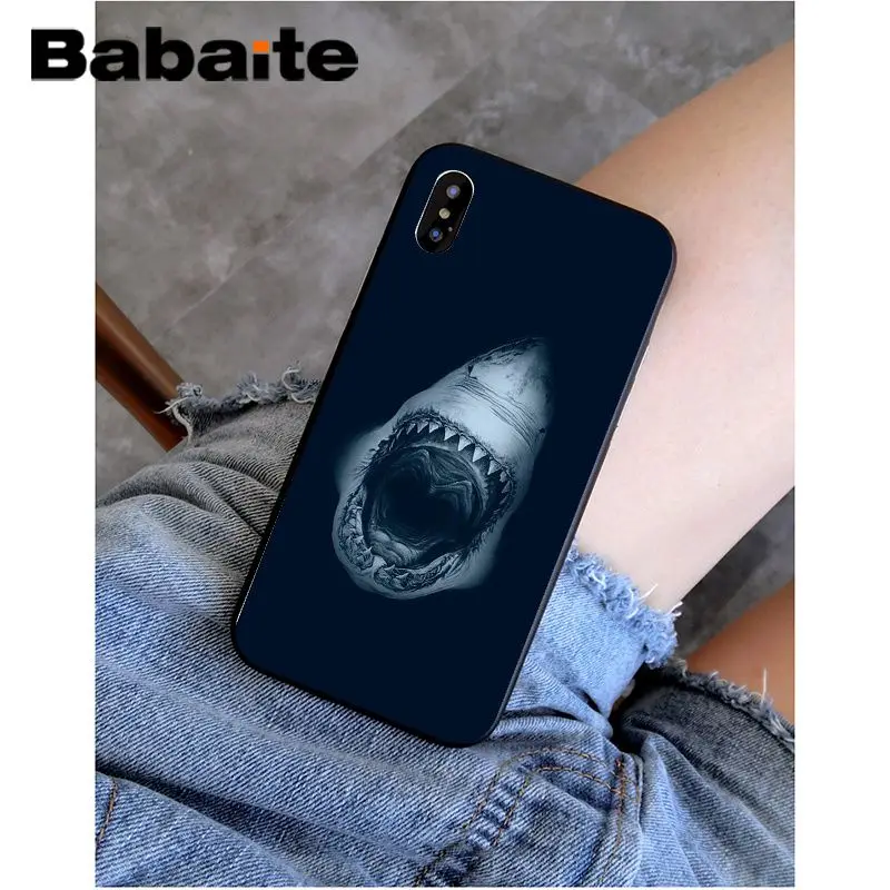 Babaite شرسة القرش و الأخطبوط وصل حديثا الأسود جراب هاتف ل أبل فون 8 7 6 6 S زائد X XS ماكس 5 5 S SE XR الهواتف المحمولة