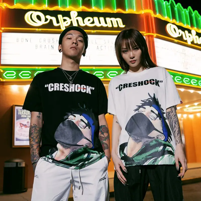 

HFNF Hip Hop tshirt men streetwear harajuku Sleeve Male 2019 Summer Print Loose Cotton Crewneck men t shirt