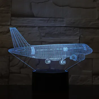 

Kingchip 3D Abstract Plane Airplane Airbus Night Light 7 Color Change Table Desk Lamp Home Decoration Toy Brithday Xmas Gift